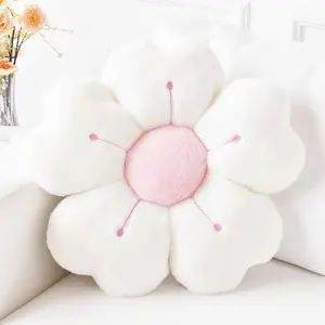 1pc, Daisy Flower Plush Throw Pillow Floral Shape - Cozy and Cute Decorative Cushion for Bed and Sofa, White/ Pink Soft Fabric Floor Cushion, 13.7 Inch, No/3pcs
