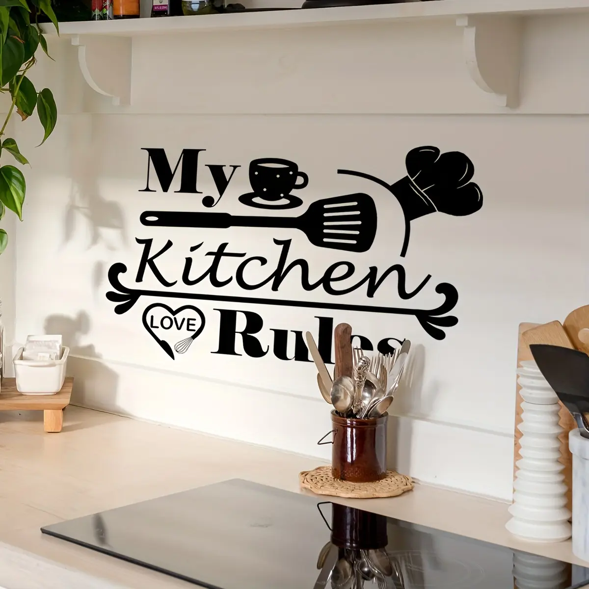 An English "My Kitchen" decorative wall sticker for background walls, suitable for kitchen, dining room, home decoration, self-adhesive wall sticker Decorative Stickers MS2104-KQ
