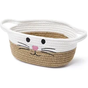 Small Woven Baskets for Organizing with Handle Cute Cotton Basket for      Storage Basket for  Organizer-Brown