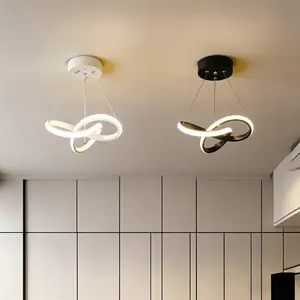 Modern LED Pendant Light Fixture, Creative Clover Line Design, Ceiling Mounted Finish, Ideal for Hallway Entry Study Room Bedroom Dining Area