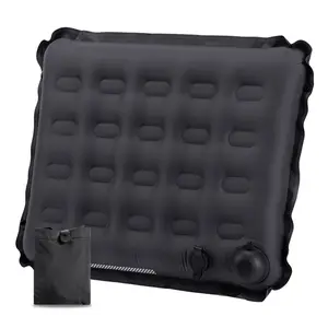 Inflatable Seat Cushion for Airplane Travel, Portable Stadium Seat Cushion with Built-in Pump, Lightweight Inflatable Pad for Car Camping Office, Black