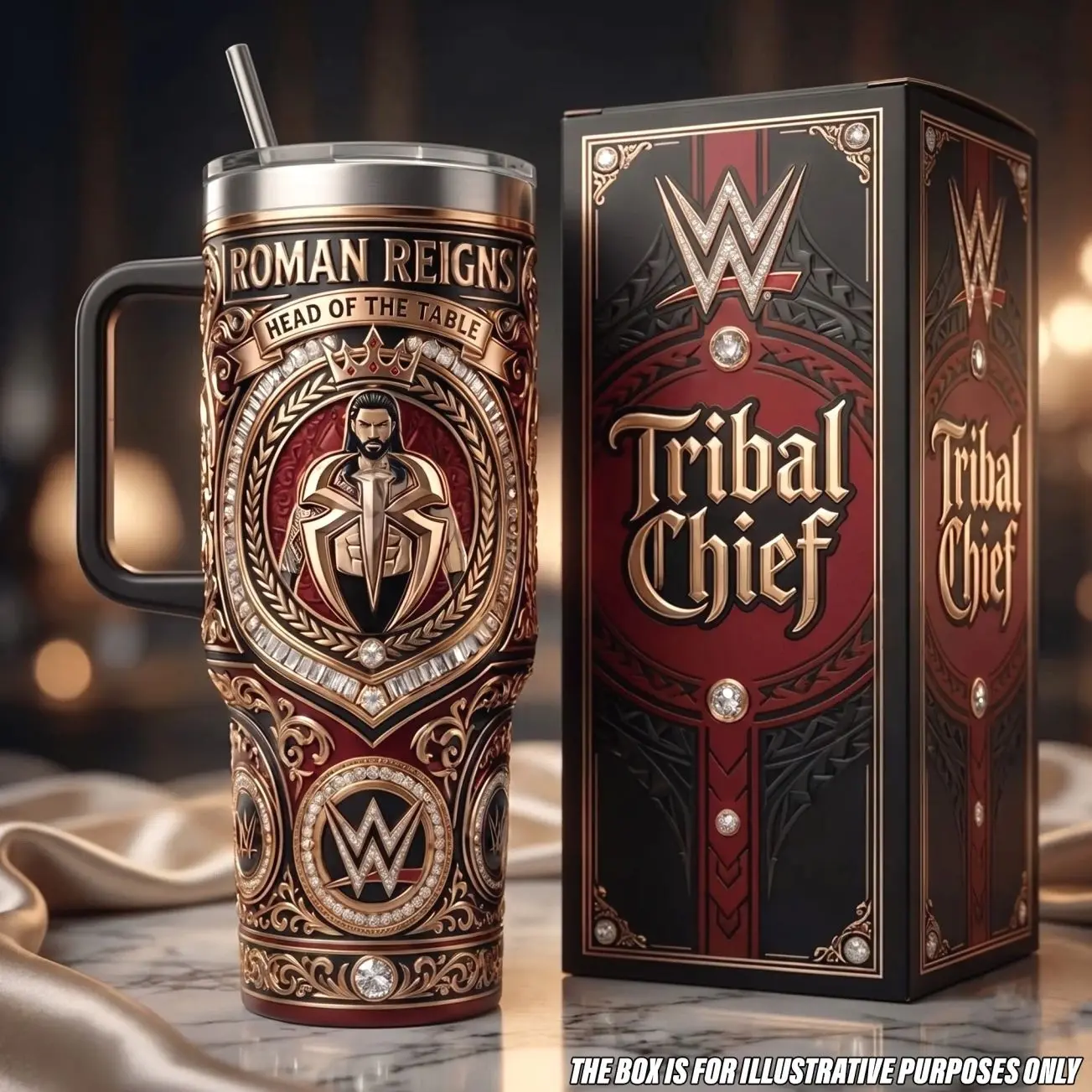 Roman Reigns Vacuum Insulated Tumbler with Lid and Straw - Stainless Steel Travel Coffee Mug Double Wall Hot & Cold Drink Cup Leakproof Portable