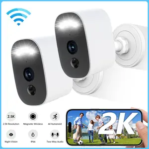 【JOOAN 2.5K Wireless Outdoor/Indoor Magnetic Camera】1 Year Warranty, Free Install 2.4G WiFi Security Camera – HD Video, Human Detection,  Color Night Vision, IP66 Waterproof, Two-Way Audio, Spotlights & Alarms, App Remote Monitoring, Alexa Compatible