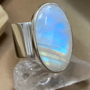 Oval Opal Sterling Silver Ring, Wide Band, Bohemian Style, Vintage Style Women's Fashion Ring, Perfect for Engagement, Wedding, Anniversary and Birthday Gifts, Party and Evening Wear