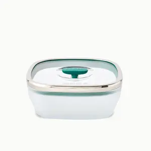Anyday 5.5-Cup Square Glass Container with Vented Lid - Durable Frosted Glass Food Storage Container & Microwave Cookware