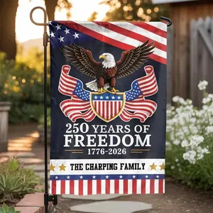 250th Anniversary Garden Flag _ Personalized Patriotic American Eagle Design _ Double Sided Weather Resistant Fabric _ Collector's Yard Decor Gift