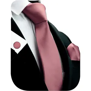 3.15"(8cm) Solid Color Necktie and Pocket Square Cufflinks Sets For Men + Gift Box