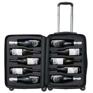 Wine Bottle Suitcase | Holds 10 Standard 750 ML Size Bottles | Universal Airplane Luggage Case, TSA Approved Wheeled Bag For Professionals and Consumers, Gift For Wine Lovers & Connoisseurs (24 IN)