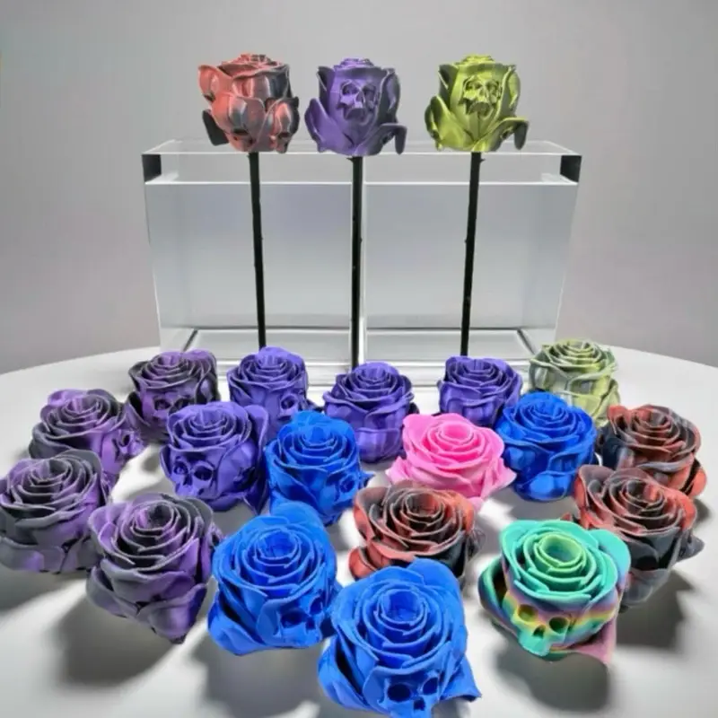 The Forbidden Rose Home Decor Flower Figurine Decorative Fruit Potted Indoor Plants Ornaments Leaf Shiny Rainbow