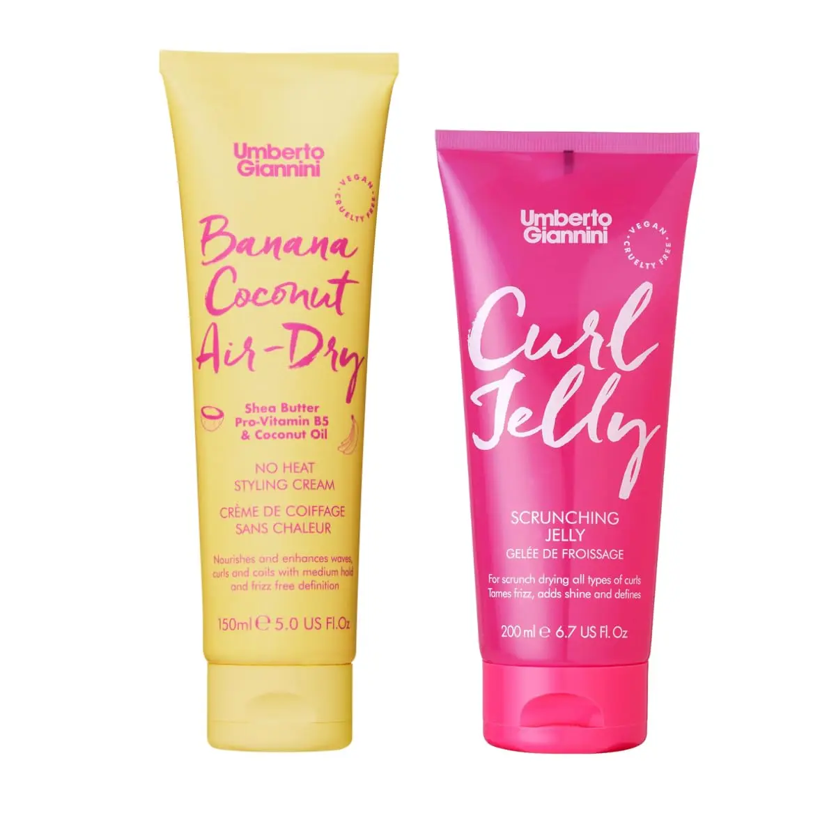 Umberto Giannini Curl Jelly Scrunching Jelly for Curly Hair & Banana Butter Air-Dry Leave-In Curl Cream