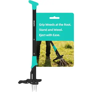 Garvee 4-Claw Erect Weed Puller - 40 Inch Ergonomic Long Handle with Ejector - Manual Gardening Tool for Easy Weed Removal Without Bending - Ideal for Lawn & Garden Maintenance