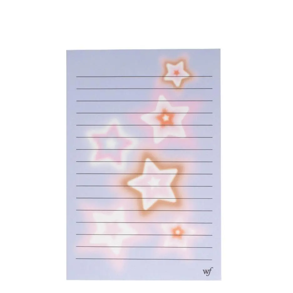 Dream Star Notepad | Limited Edition Trendy Note Pads | Raised Protective Black Bumper | Women Owned Small Business | Dreamy Vibrant Blue Background Pink Radiance Bright Stars | Gift for Her