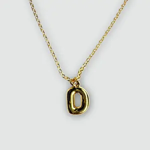Small Gold Bubble Letter Necklace