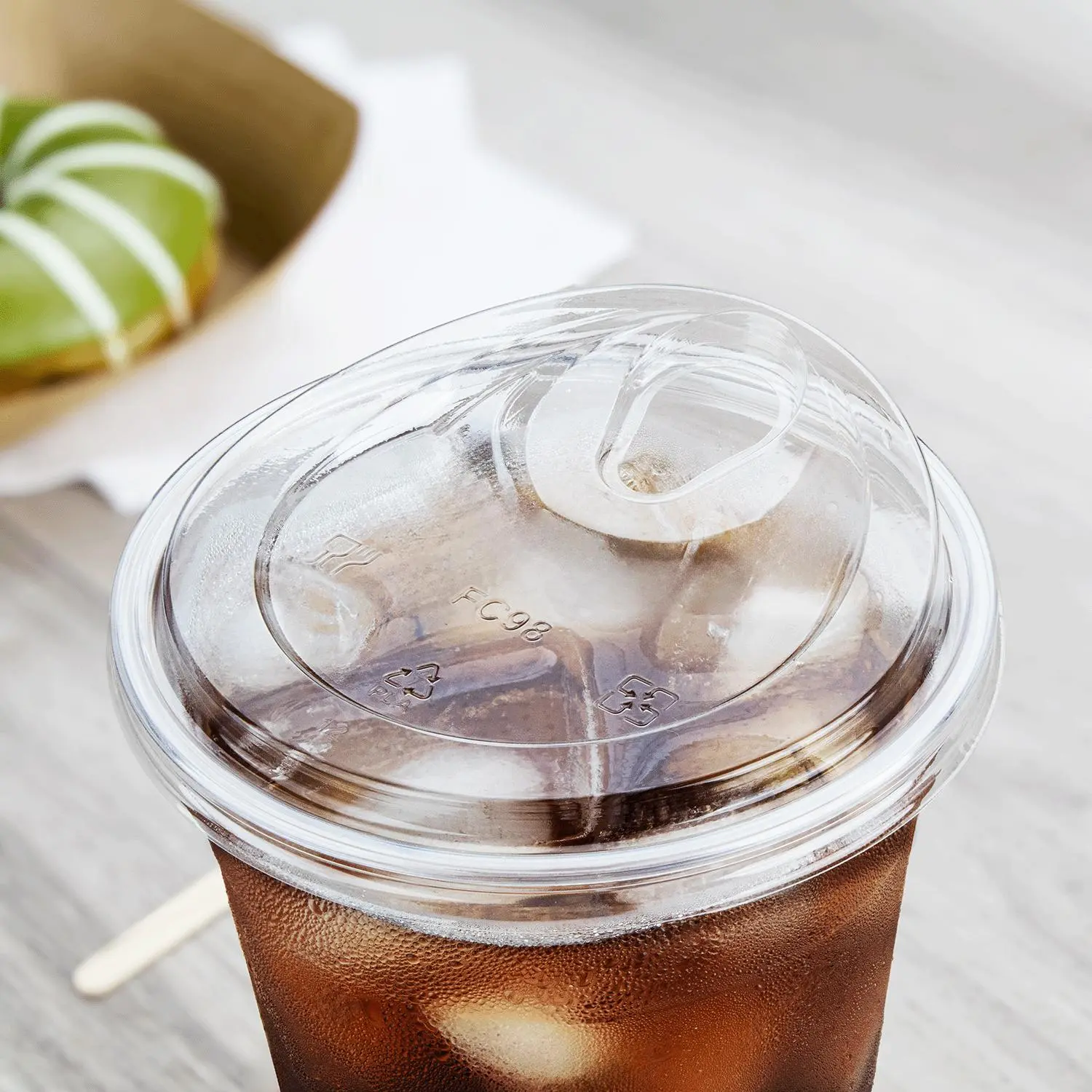 Karat Earth 98mm PLA Strawless Sipper Lid for 12-24oz PLA Cup - 1,000 pcs