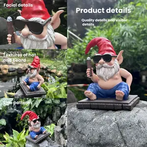 Cute Cigar Gnome Resin Sculpture Indoor Outdoor Decor Home Garden Office Living Room Patio Lawn Bar Cool Carving Statue Holiday Birthday Gifts