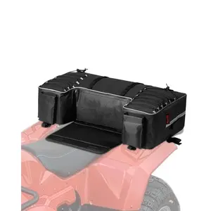 VEVOR ATV Rear Storage Bag, 60L ATV Rear Cargo Storage Bag with Backrest & Waterproof Cover, 600D Oxford Cloth Rear Seat Gear Bag Fit Most ATVs with Rear Rack, Compatible with ATV, UTV, Can-Am Vehicl