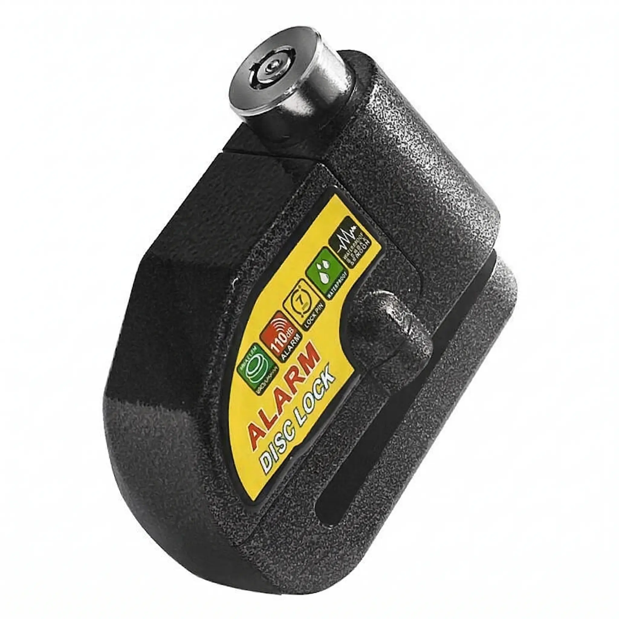 Motorcycle Security Lock Alarm Disc Lock Set - Waterproof, 110 dB Alarm, 7mm Pin, 5ft Reminder Cable, Carry Pouch for Bikes & Scooters