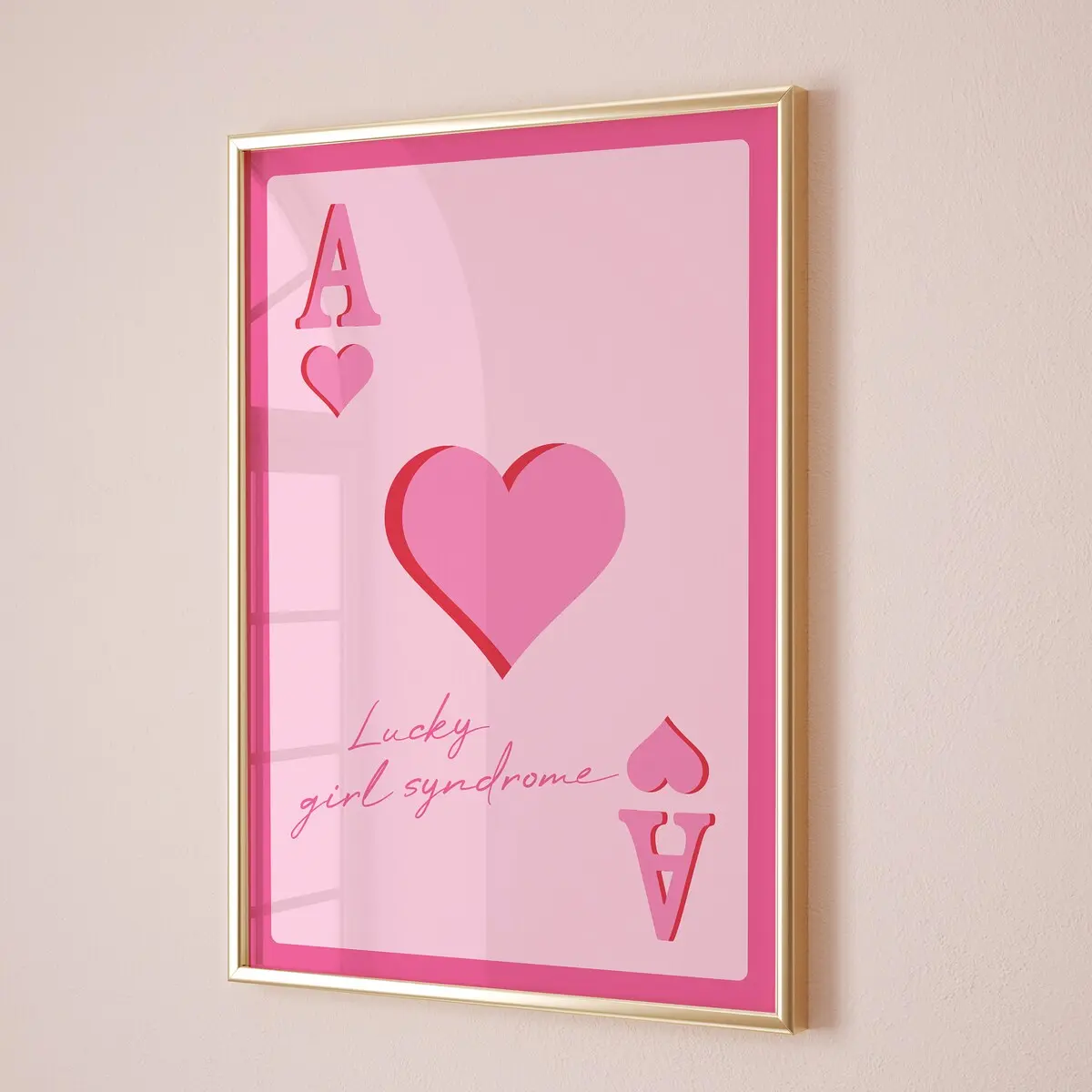 Pink Retro Wall Art, Trendy Retro Wall Art, Ace of Hearts, Aesthetic Pink Card Poster, Preppy Trendy Prints, Lucky Girl Print, Dorm Posters, Room Decor Photo Burst