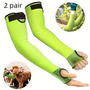 Gardening Cut Resistant Abrasion Resistant Sleeves, 2 Pairs Adjustable Hook & Loop Design Gardening Arm Sleeves, Protective Arm Sleeves for Yard Work, Kitchen