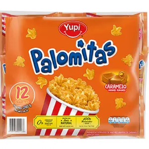 Yupi Caramel Popcorn – 12 Pack – 240 g (8.47 oz) – Colombian Sweet Caramel Popcorn Snacks – Imported from Colombia