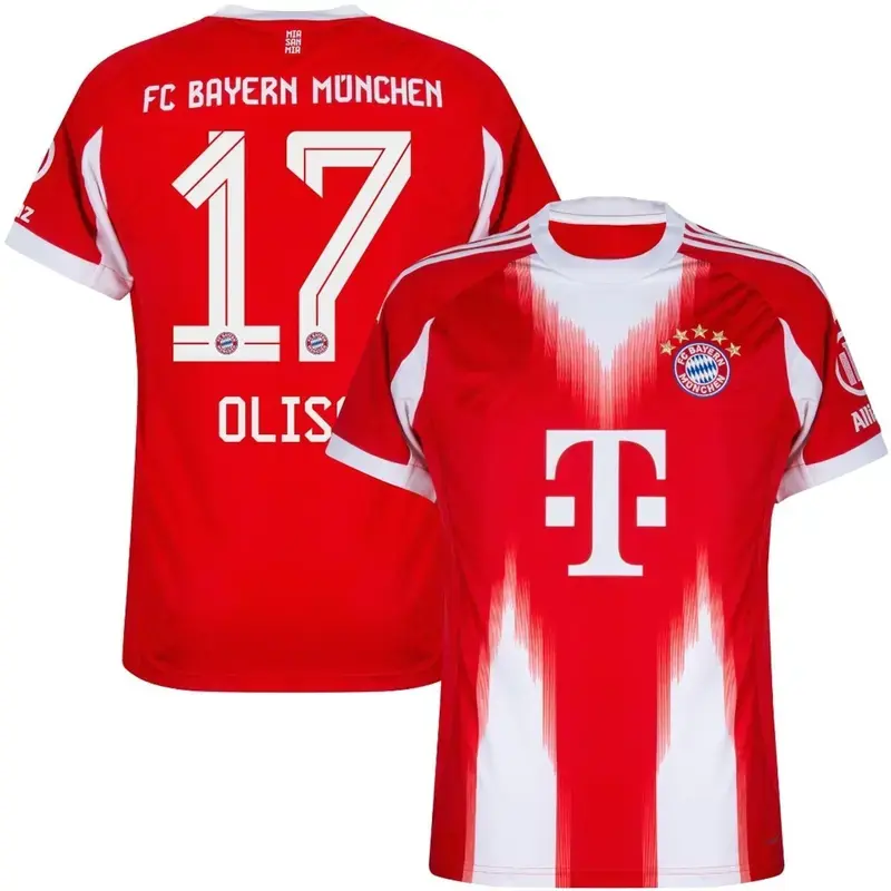 Bayern Munich #17 Olise Home/Away Jersey 2025/26 – Unisex Red Bundesliga Replica Soccer Shirt, Football Fan Match Day Top