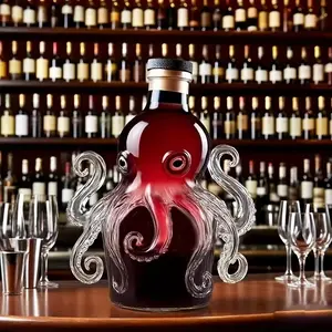 Creative Octopus-Shaped Wine Bottle, 10.82 Oz Mini Wine & Bubble Separator, Home Decor, Christmas Gift, Bar Counter Accessory