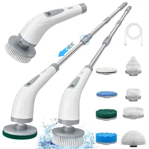 Electric Spin Scrubber, Cordless Shower Scrubber, Rechargeable Spin Scrubber, Cleaning Brush with Replaceable Brush Heads & Adjustable Extension Handle, Household Cleaning Tool