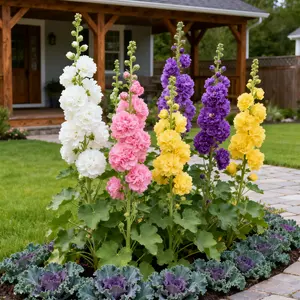 Double Hollyhock Seeds 'Radiant Rose' – Mixed Colors, Non-GMO Heirloom Variety Hardy Biennial for Vibrant, Tall Blooms | Ideal for Outdoor Gardens, Flower Pots & Decorative Planting