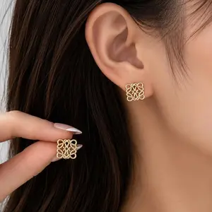 Women's Hypoallergenic Anti-Rust Stainless Steel Stud Earrings - Artistic Luxury Geometric Hollow-Out Irregular Design, Non-Tarnish Tarnish-Free Alternative Fashion Daily Costume Jewelry, Ideal Gift for Moms, Earring For Women, Non Tarnish Earrings