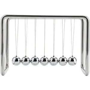 P-SO061    Newtons Cradle Pendulum with 7 Balls, Classic Swing Newton Balance Ball, 30+ Sec Swingtime, Science Physics Gadget, Desk Toys & Office Gadgets for Desk Decorations