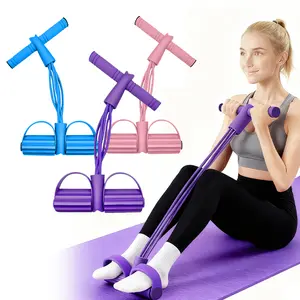Multi-Functional Fitness Resistance Band Set - 4 Elastic Yoga Pedal Pull Tubes & Handle-Equipped Bands for Full-Body Training, Abdominal/Lower Back/Arm/Leg Toning & Stretching