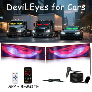 Devil‘s Eye LED Lights for Car Windshield – 47.2” Programmable Flexible Screen, APP & Remote Control, Custom Text/Animation/Logo, Full Color Scrolling Display for Truck SUV Semi-Trailer Store Window