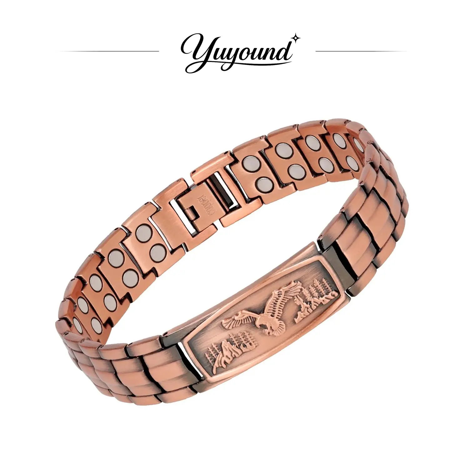 Men's Retro Eagle Pattern Adjustable Magnetic Slide Metal Band Bracelet - Polished Casual Daily Costume Jewelry, Nice Birthday Gift for Loved Ones, Magnet Bracelets & Bangles (Matching Pair Option), Metal Band Bracelets & Bangles, Magnets Bracelets & Bang