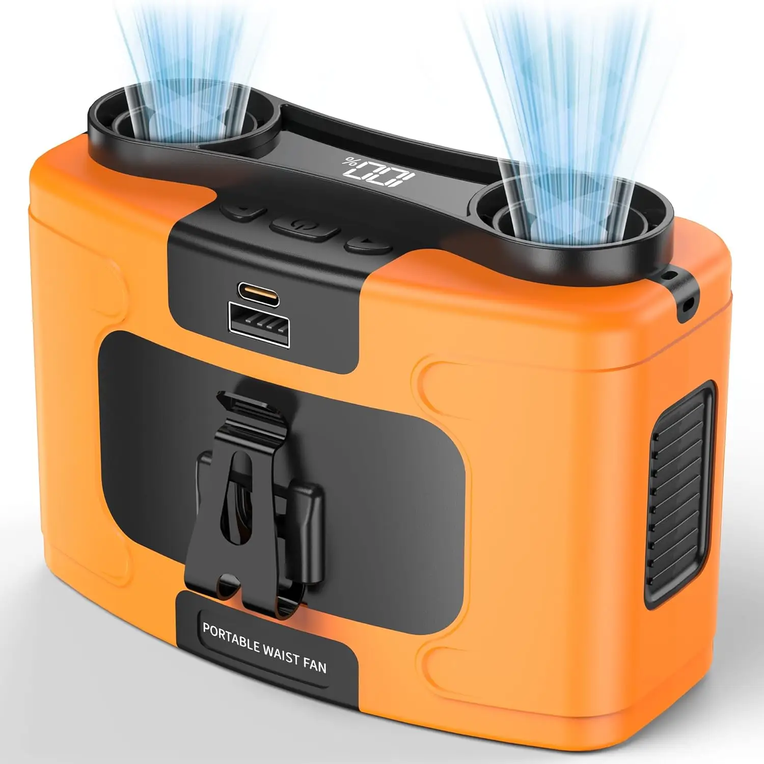 10000mAh Portable Waist Fan Clip on Wearable Belt Personal Fan, USB Rechargeable Battery Operated Shirt Fan, 10 Speeds Cooling Fan with Power Bank & D