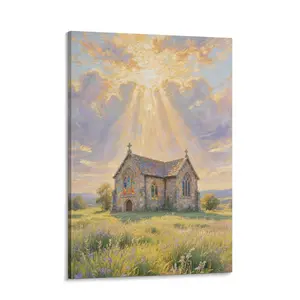 Boho Soft Tones Religious Landscape Peaceful Prayer Room Art Healing Grace Jesus Canvas Print for Serene Spaces Enhance Your Home's Ambiance