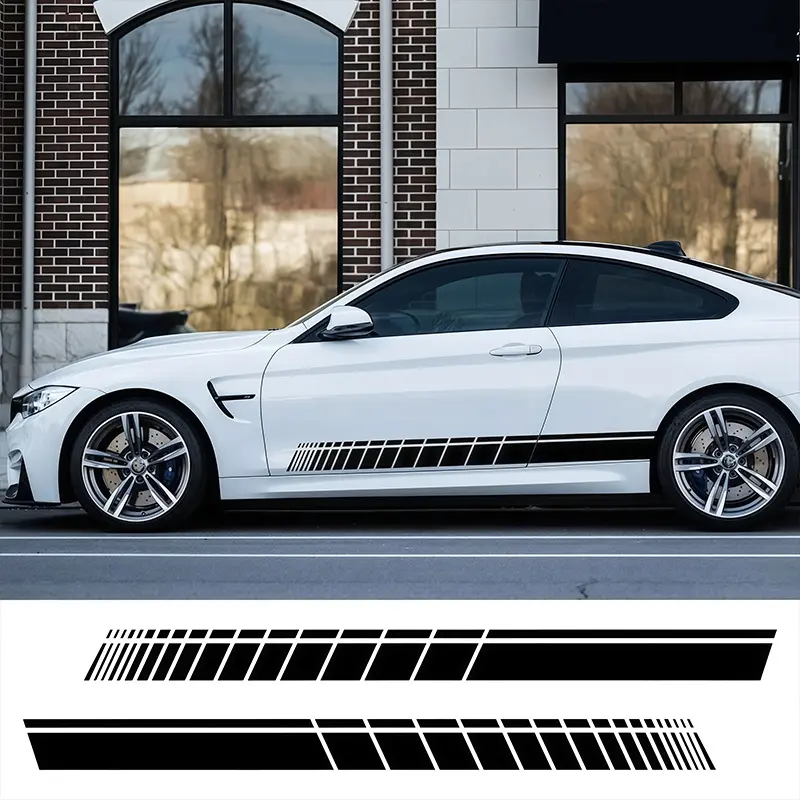 2PCS Vinyl Car Sticker, Personalized Car Stickers Sports Style Waterproof and Durable Stickers Suitable for Cars Truck SUV Modified Side Skirt Stickers Waist Line Decorative Stickers Car External Modified Accessories, Car Decals, Automotive Decals