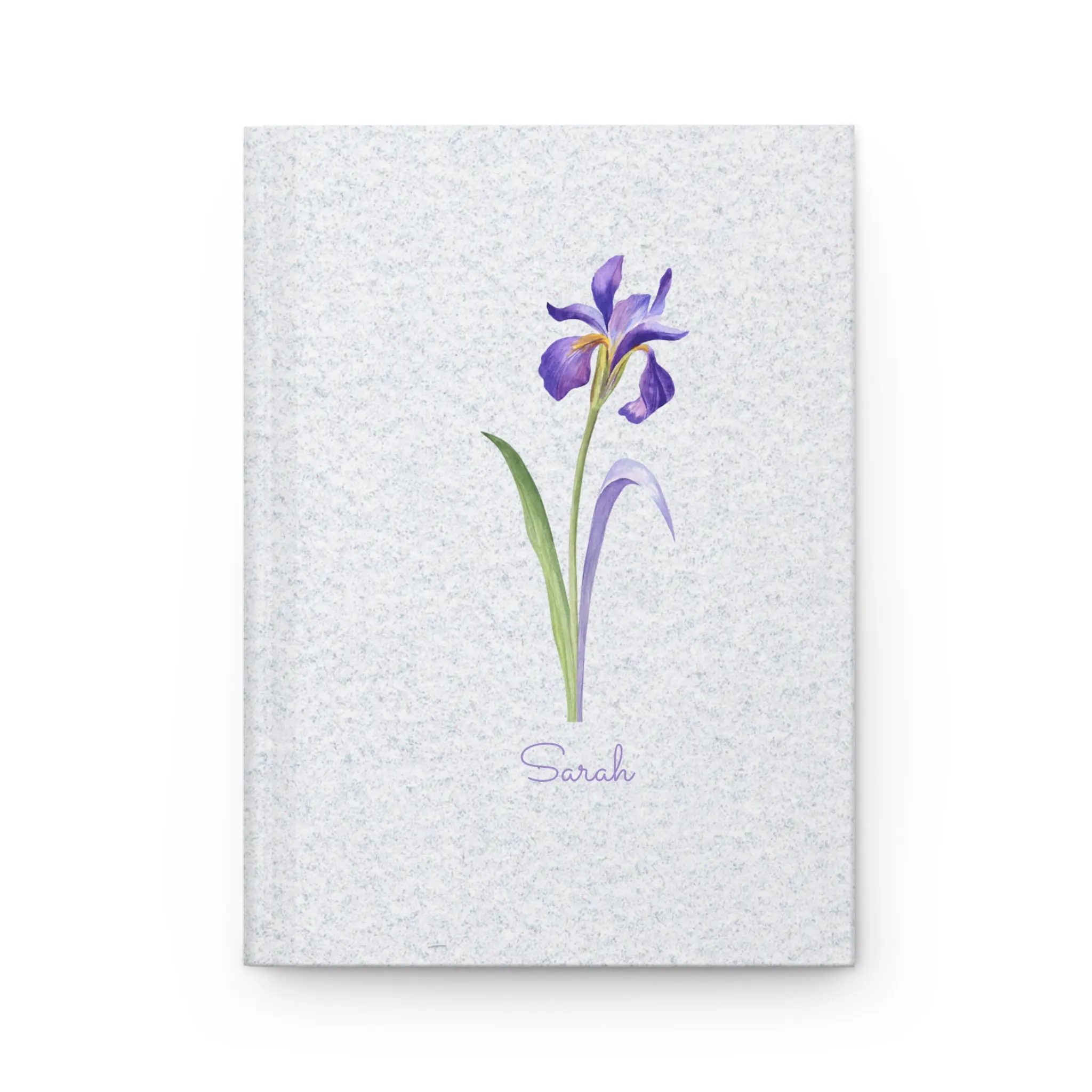 Hardcover Journal Matte, Iris February Flower Notebook, Personalized with Name - Floral Gifts, Customized Diary, Personal Writing Notebook,