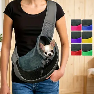 Reflective Crossbody Pet Carrier Bag - Portable, Breathable Mesh Sports & Outdoor Accessory for Cats and Dogs