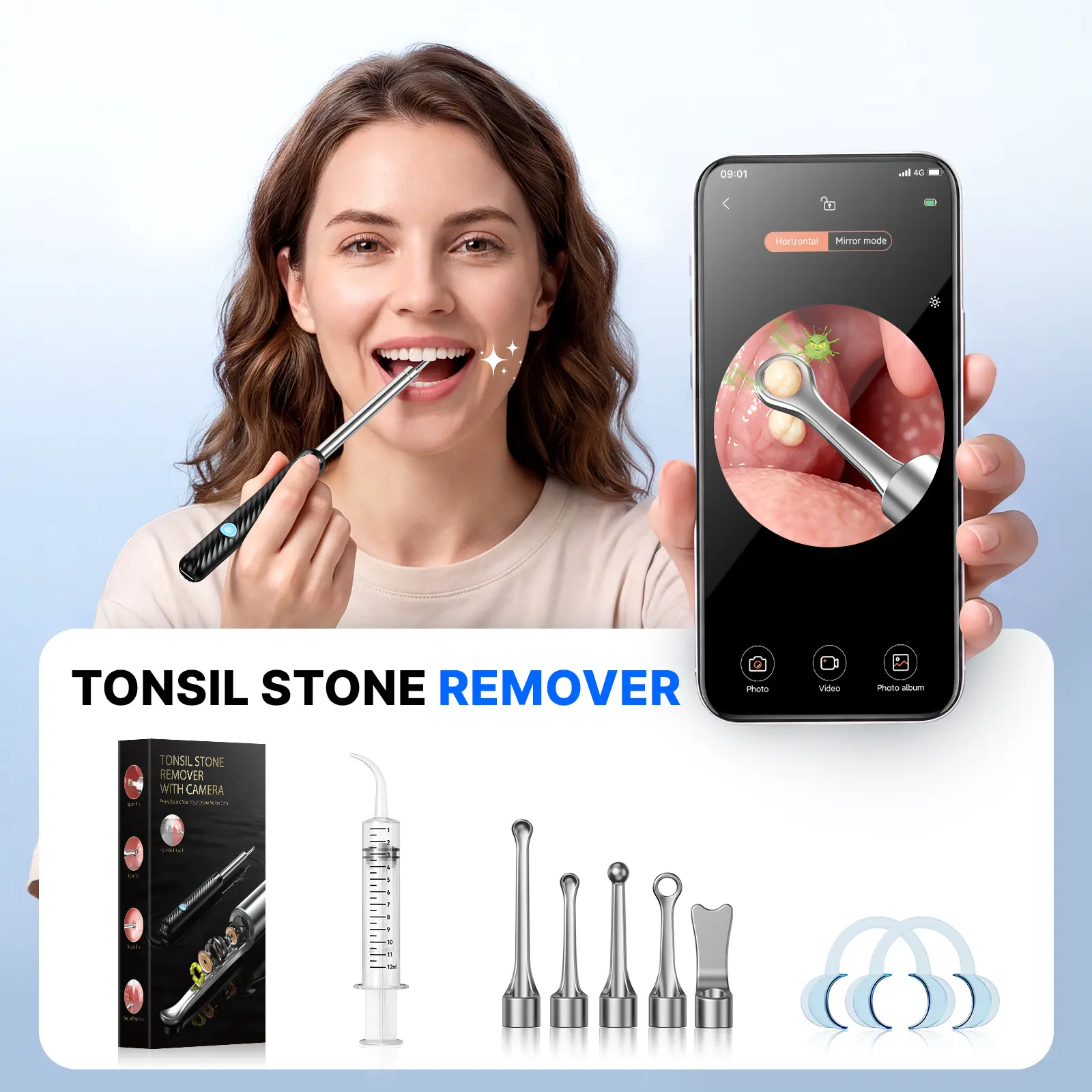 [DealsForYouDays] Tonsil Stone Remover Kit with HD Camera & Light - WiFi-Connected for iOS/Android, 5 Attachments, Rechargeable (USB/Battery), Home Oral Care Tool summerwins