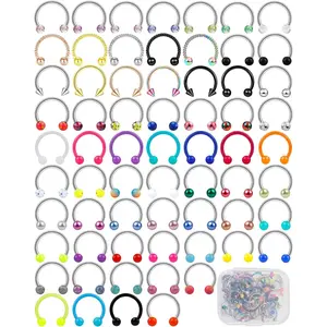53-80 Pcs Septum Rings 16g, Septum Rings for Women Septum   Horseshoe Nose Hoop Rings Lip Tragus Cartilage Earrings Stainless Steel   10mm