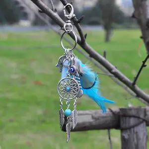 Dream Catcher Design Keychain, Bohemian Style Feather Decor Keychain, Bag Decor Tassel Keychain for Car, Home, Office, Car Accessories, Hand Made, Boho, Stylish Keychain, Keychain for Bags, Pendant Keychain