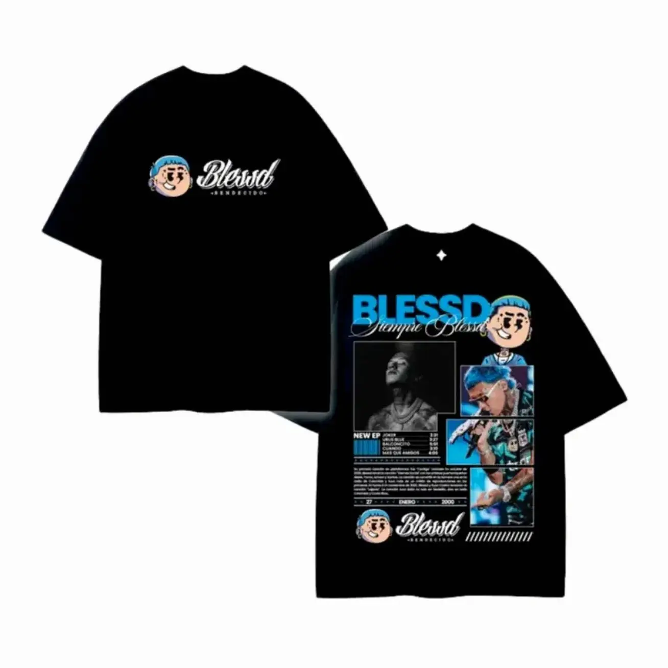 Blessd “Mosaico en Negro” Graphic T-Shirt, Latin Trap Streetwear Tee, Blessd Fans Outfit, Dark Aesthetic Vintage Unisex Shirt ZK6