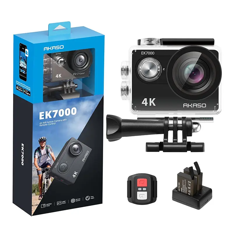 AKASO Action Camera EK7000 4K 20MP Summer Water Sports Underwater Waterproof Camera Fishing Camera Wide Angle Family Trip Accessories Selfie Vlogging