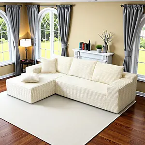 106-inch Boneless L-shaped Modular Sofa Cloud Combination Deep Seat Living Room Memory Foam Unassembled Compression Sofa modern furniture couch Lounge Chaise Plush Oversized white shape Chenille