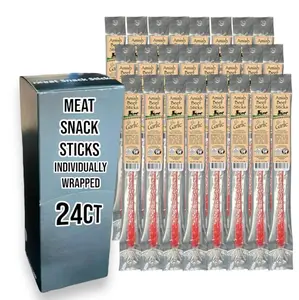 Beef Snack Sticks - Garlic - 24 Individually Wrapped - Amish Beef Sticks