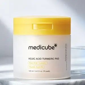 Medicube Official Partner Aha Clarifying Toner Pads (70 Sheets) - Kojic Acid, Turmeric, Glycolic Acid, Niacinamide - Soothing, Brightening, Exfoliating Post-Spot Care for Acne-Prone Skin - Korean Daily Facial Clear Skincare Toner