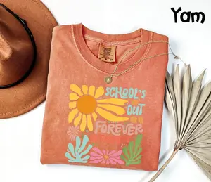 Comfort Colors School's Out Forever Retirement T-Shirt, Retired Teacher Tee, Retro Floral Educator Shirt, School Staff Retirement, Retired Educator Shirts