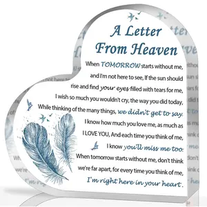 Memorial Gift Set for Lost Loved Ones, Acrylic Heart Shaped Keepsake, Sympathy Gifts for Mother Father Husband Son, 2 Pieces