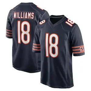 Chicago Williams 18 Black/Navy/Orange/White Football Player Game Jerseys, Stitched Sports T-shirts Top for Men Women Youth Boys Girls