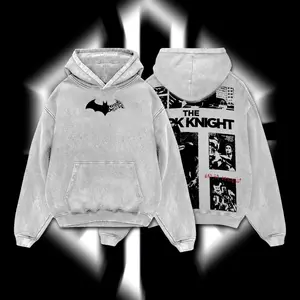 Superstyle The Dark Knight - The Gotham Guardian Hero Verse DC Comic Edition Double Printed Oversize Lightweight Acid Washed Tee TV Series Graphic Design Top Cotton Streetwear Comic Superheroes T-Shirt Clothes Menswear Womenswear